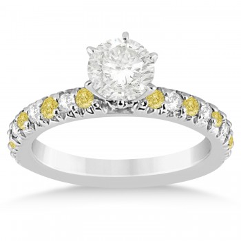 Yellow Diamond & Diamond Bridal Set Setting 14k White Gold 1.14ct