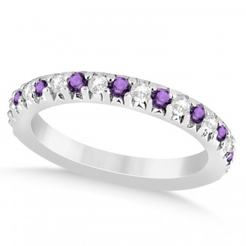 Amethyst & Diamond Accented Wedding Band Platinum 0.60ct