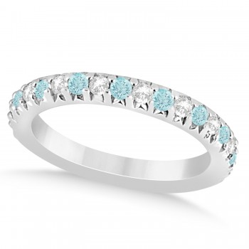 Aquamarine & Diamond Accented Wedding Band Platinum 0.60ct
