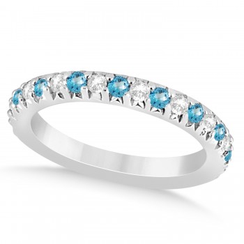 Blue Topaz & Diamond Accented Wedding Band Platinum 0.60ct