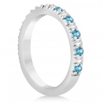 Blue Topaz & Diamond Accented Wedding Band Platinum 0.60ct