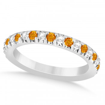 Citrine & Diamond Accented Wedding Band Platinum 0.60ct