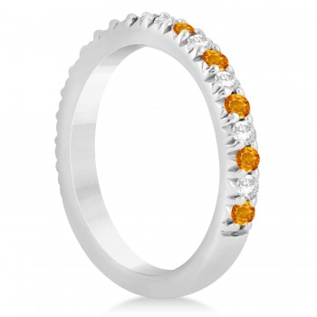 Citrine & Diamond Accented Wedding Band Platinum 0.60ct