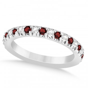 Garnet & Diamond Accented Wedding Band Platinum 0.60ct