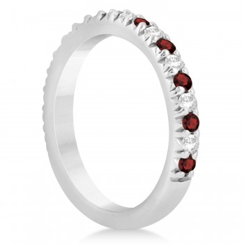 Garnet & Diamond Accented Wedding Band Platinum 0.60ct