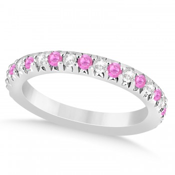 Pink Sapphire & Diamond Accented Wedding Band Platinum 0.60ct