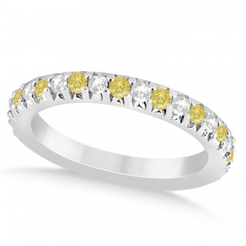 Yellow Diamond & Diamond Accented Wedding Band 18k White Gold 0.60ct