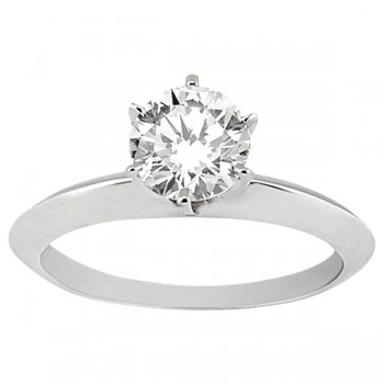 Six-Prong Knife Edge Solitaire Engagment Ring Set 14k White Gold