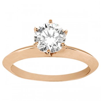 Six-Prong Knife Edge Solitaire Engagment Ring Set 14k Rose Gold