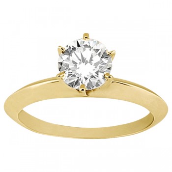 Six-Prong Knife Edge Solitaire Engagment Ring Set 14k Yellow Gold