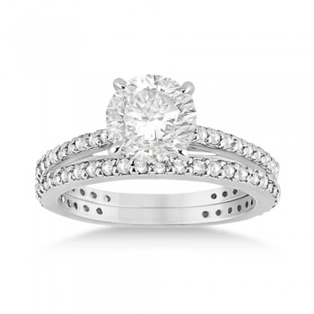 Eternity Diamond Engagement Ring & Band Set Platinum (1.10ct)