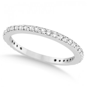 Pave Set Eternity Diamond Wedding Ring Band 14k White Gold (0.55ct)