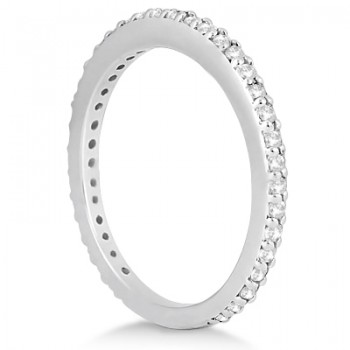 Pave Set Eternity Diamond Wedding Ring Band 14k White Gold (0.55ct)