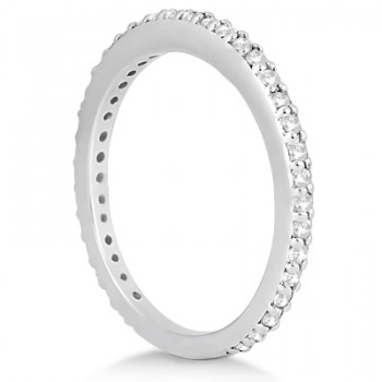 Pave Set Eternity Diamond Wedding Ring Band 18k White Gold (0.55ct)