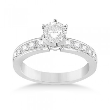 Channel Set Princess Diamond Engagement Ring 18k White Gold (0.50ct)