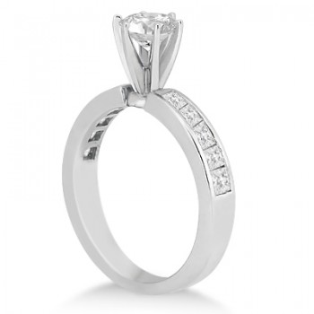 Channel Set Princess Diamond Engagement Ring 18k White Gold (0.50ct)
