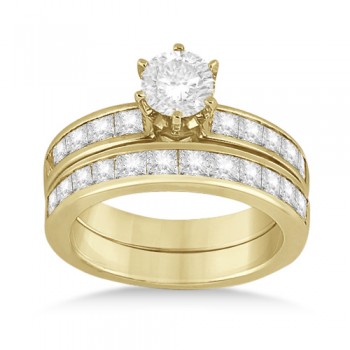 Princess Diamond Engagement Ring & Bridal Set 14k Yellow Gold (1.10ct)