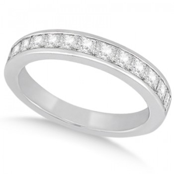 Channel Set Princess Diamond Wedding Band 14k White Gold (0.60ct)