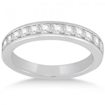 Channel Set Princess Diamond Wedding Band 14k White Gold (0.60ct)