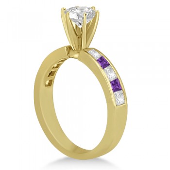 Channel Amethyst & Diamond Bridal Set 14k Yellow Gold (1.30ct)