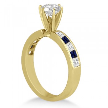 Channel Blue Sapphire & Diamond Bridal Set 14k Yellow Gold (1.30ct)