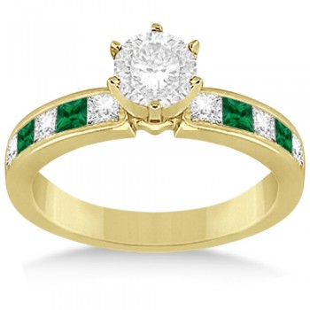 Channel Emerald & Diamond Engagement Ring 14k Yellow Gold (0.50ct)