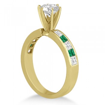 Channel Emerald & Diamond Engagement Ring 14k Yellow Gold (0.50ct)