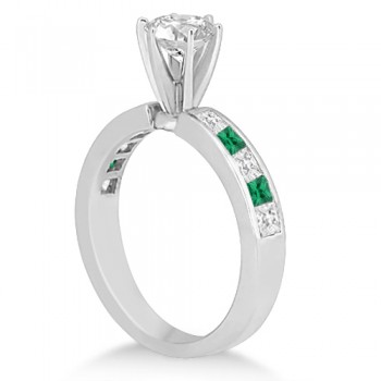 Channel Emerald & Diamond Bridal Set 14k White Gold (1.10ct)