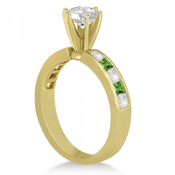 Channel Peridot & Diamond Bridal Set 14k Yellow Gold (1.30ct)