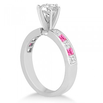 Channel Pink Sapphire & Diamond Bridal Set 14k White Gold (1.30ct)