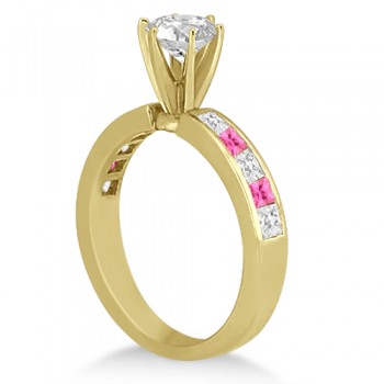 Channel Pink Sapphire & Diamond Bridal Set 14k Yellow Gold (1.30ct)