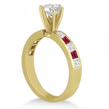 Channel Ruby & Diamond Engagement Ring 14k Yellow Gold (0.60ct)