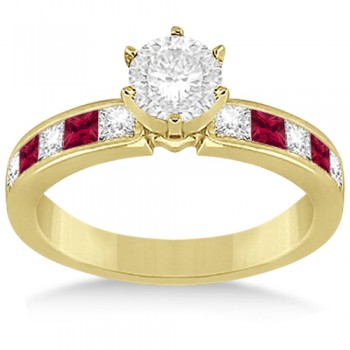 Channel Ruby & Diamond Engagement Ring 18k Yellow Gold (0.60ct)