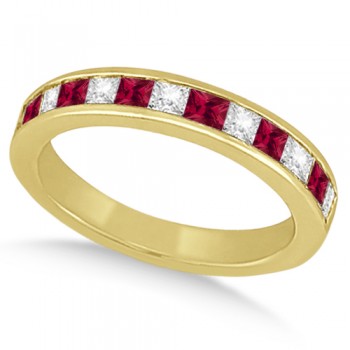 Channel Ruby & Diamond Wedding Ring 14k Yellow Gold (0.70ct)