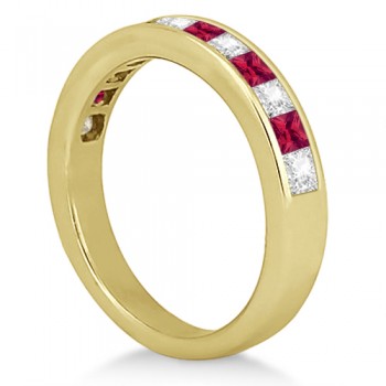 Channel Ruby & Diamond Wedding Ring 14k Yellow Gold (0.70ct)