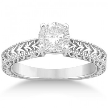 Solitaire Engagement Ring & Wedding Band Bridal Set 14k White Gold