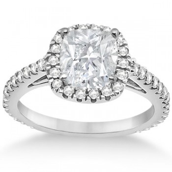 Cathedral Halo Cushion Cut Diamond Engagement Ring 18K White Gold (0.60ct)