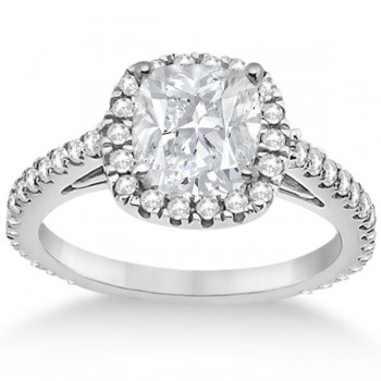 Halo Cushion Diamond Engagement Ring Bridal Set 18k White Gold (1.07ct)