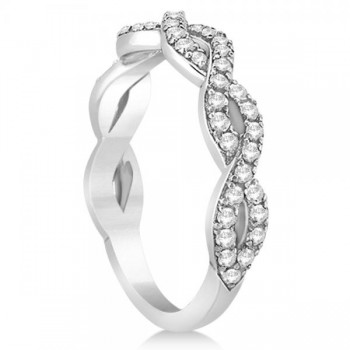 Diamond Twisted Infinity Ring Wedding Band 14k White Gold (0.55ct)
