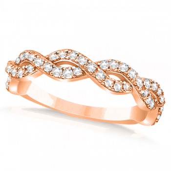 Diamond Twisted Infinity Ring Wedding Band 18k Rose Gold (0.55ct)