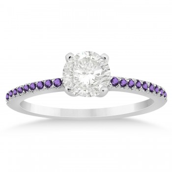 Amethyst Accented Engagement Ring Setting 14k White Gold (0.18ct)