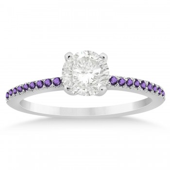 Amethyst Accented Engagement Ring Setting 18k White Gold 0.18ct