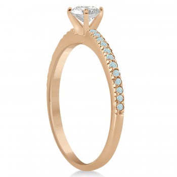 Aquamarine Accented Engagement Ring Setting 14k Rose Gold 0.18ct