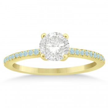 Aquamarine Accented Engagement Ring Setting 18k Yellow Gold 0.18ct
