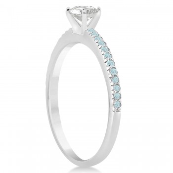 Aquamarine Accented Engagement Ring Setting Platinum 0.18ct