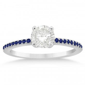 Blue Sapphire Accented Engagement Ring Setting Platinum 0.18ct