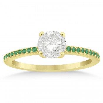 Emerald Accented Engagement Ring Setting 14k Yellow Gold 0.18ct
