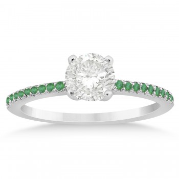 Emerald Accented Engagement Ring Setting Platinum 0.18ct