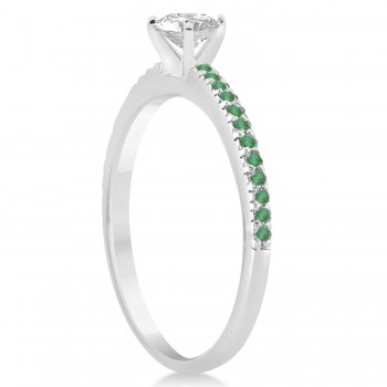 Emerald Accented Engagement Ring Setting Platinum 0.18ct
