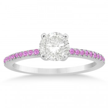 Pink Sapphire Accented Engagement Ring Setting Platinum 0.18ct